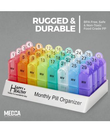 Monthly Pill Organizer - 30 Day AM PM Pill Box with Removable Daily Organizers | Perfect for Morning & Night Medication Management - Buy Online on GoSupps.com