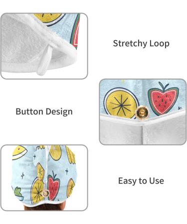 Lovely Cartoon Fruit Hair Towel 2 Pack - Super Absorbent Quick Dry Hair Turbans for Women & Girls - Buy Online on GoSupps.com