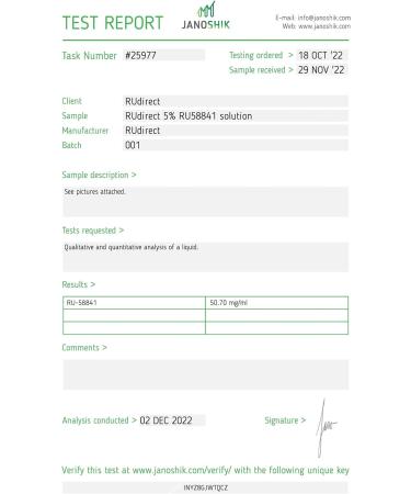 RU58841 Solution 5% - Topical Anti-DHT Tonic for Scalp Hair Loss (2 bottles) 30 ml (Pack of 2) - Buy Online on GoSupps.com