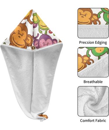 Buy Cute Monkey Hair Towel 2 Pack - Super Absorbent Quick Dry Hair Turbans for Women & Girls - International Shipping Available - Buy Online on GoSupps.com