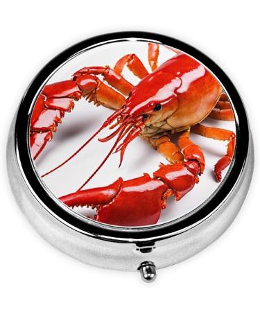 Buy Lobster Printed Mini Round Pill Box - 3 Compartment Travel Organizer for Medicine & Supplements | Portable Pill Case for Home & Office - Buy Online on GoSupps.com
