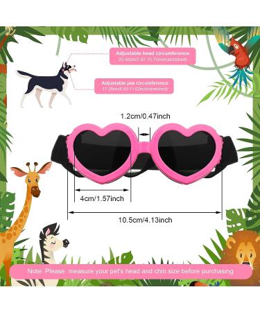 2 Pcs Small Dog Sunglasses UV Protection Heart Goggles for Dogs - Pink/White - Buy Online on GoSupps.com