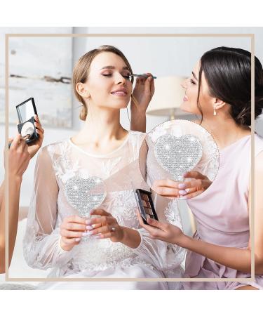 Bucherry 3 Pcs Rhinestone Heart Shaped Hand Mirrors - Dazzling Makeup Mirrors for Women, Girls - Perfect Wedding Gift - Buy Online on GoSupps.com