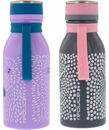Hydro Pro Kids 14oz Stainless Steel Water Bottle - Vacuum Insulated, Leak Proof - Furry Friends Design, Purple Bear/Grey Sheep - Ideal for On the Go and Lunchboxes - Buy Online on GoSupps.com