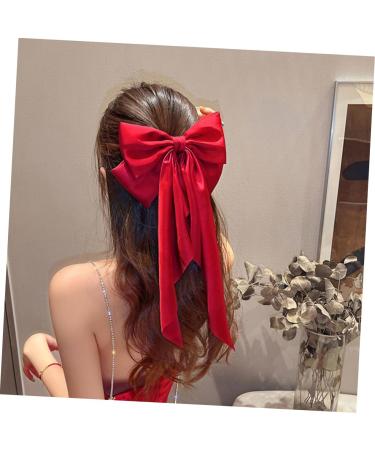 SKISUNO Satin Ribbon Hairpin Big Hair Bows Hair Barrettes for Teen Ponytail Clip Accessories for Teen Teen Hair Bows Hair Bow Barrette Hair Clips for Makeup Red Hair Bow - Buy Online on GoSupps.com