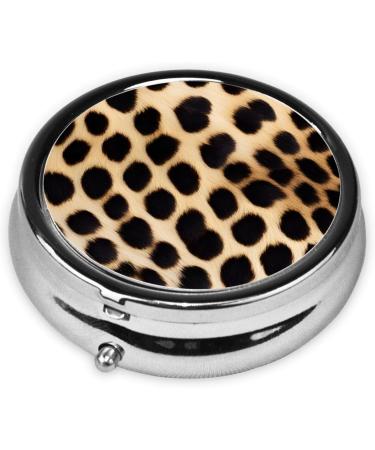 Rough Leopard Printed Round Pill Box - 3 Compartment Travel Medicine Organizer Portable Decorative Pocket Purse for Vitamins & Tablets - Buy Online on GoSupps.com