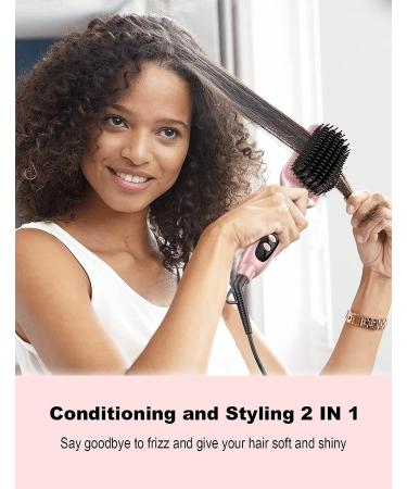 LANDOT Negative Ion Hot Brush Hair Straightener - Rose Gold Styling Brush for Hair Straightening - Buy Online on GoSupps.com