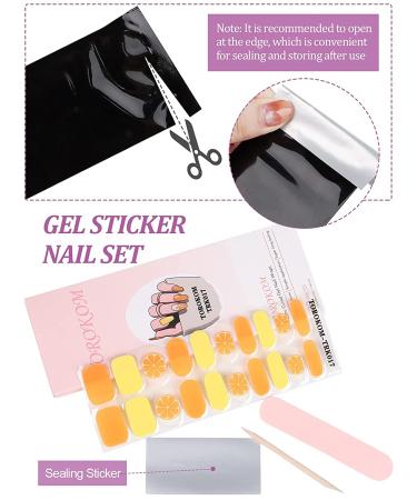 Semi Cured Gel Nail Strips TOROKOM 20 Stickers | Orange Yellow Nail Wraps with Nail File Stick | Adhesive Gel Stickers (UV/LED Lamp Required) - Buy Online on GoSupps.com