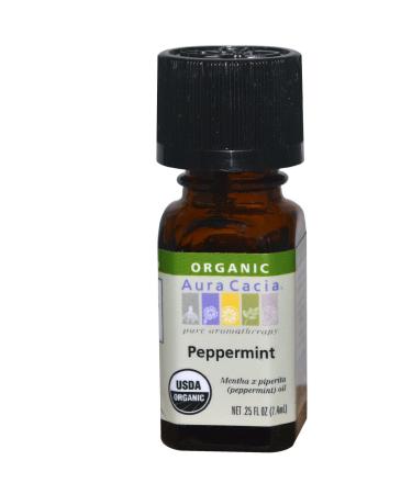 Aura Cacia Aromatherapy Peppermint Natural Essential Oil Organic 0.25 Oz. Bottle