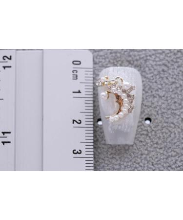 PN-009 Press-On Nails Lacquered 10 Pieces Reusable False Nails Glamour Rhinestones Wedding Pearls Butterfly Moon White - Buy Online on GoSupps.com