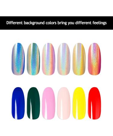 Lofuanna Chrome Nail Powder Set - 4 Colors Mirror Effect Holographic Glitter for Nail Art with 4pcs Eyeshadow Sticks and Dust Brush - 0.5g/Jar - Buy Online on GoSupps.com