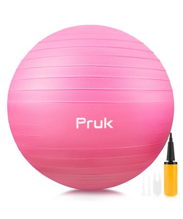 Exercise Ball Yoga Ball, Thick Anti-Slip Pilates Ball for Pregnancy Birthing, Workout and Core Training, Anti-Burst Fitness Ball with Air Pump, Suitable for Home Gym Office 18 IN Pink