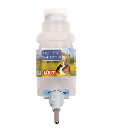 Lixit Top Fill No Drip Water Bottles for Rabbits, Ferrets, Hamsters, Guinea Pigs, Rats, Chinchillas and Other Small Animals 32oz Clear
