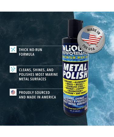 Premium Marine Boat Metal Cleaner & Polish - 8 OZ | Cleans Polishes & Protects Chrome Aluminum Brass & Stainless Steel - Buy Online on GoSupps.com