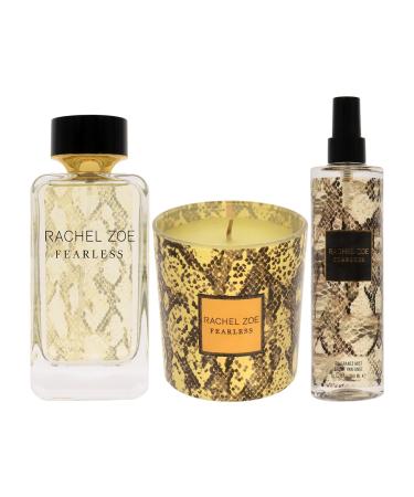 Rachel Zoe Fearless Gift Set - Gift Set For Women - Eau De Parfum Perfume Soy Wax Jar Candle And Body Spray For Women - Fragrance Gift Set - 3 pc