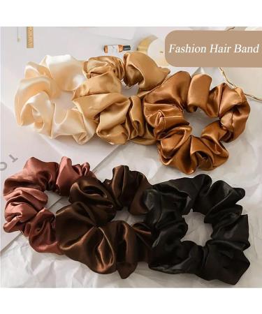 6 Pieces Silk Scrunchies Hair Scrunchies for Women Solid Color Elastic Satin Scrunchies Soft and Silky Silk Hair Ties Hair Accessories for Girls Women and Ladies - Buy Online on GoSupps.com