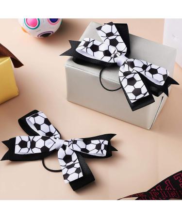 Chuangdi Soccer Hair Accessories - 6 Pieces Sports Hair Bows and Ties for Girls and Women - Ideal Gift for Soccer Players, Coaches, and Teams - Black and White Soccer Series - Pack of 6 - Buy Online on GoSupps.com