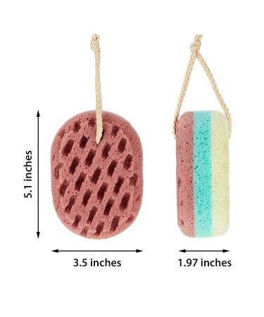 5-Piece Exfoliating Shower Sponge Set | Natural Fiber Bath Sponge for Women, Men, Kids | Gentle & Soothing | Random Color | Oval Shape - Buy Online on GoSupps.com