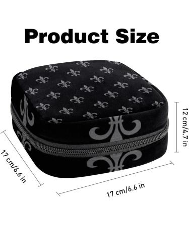 MUOOUM Gray Fleur de Lis Menstrual Pad Bag - Portable Pocket for Teen Girls & Women - Zippered 4.7x6.6 Inches - Buy Online on GoSupps.com