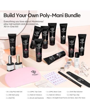 Modelones Poly Nail Extension Gel Kit 10 Colors with 6W Nail Lamp French Manicure Set - Buy Online on GoSupps.com