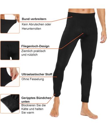 Buy Simiya Men's Winter Long Underpants - Thermal Fleece Leggings Windproof Stretch Pants S-M Black & Gray - Buy Online on GoSupps.com