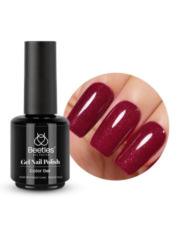 beetles15 ml Burgundy Maroon Dark Red Christmas Fine Glitter Red Gel Nail Polish Solid Color Soak Off UV Lamp DIY Decoration Manicure Art Design Gift Maroon Red