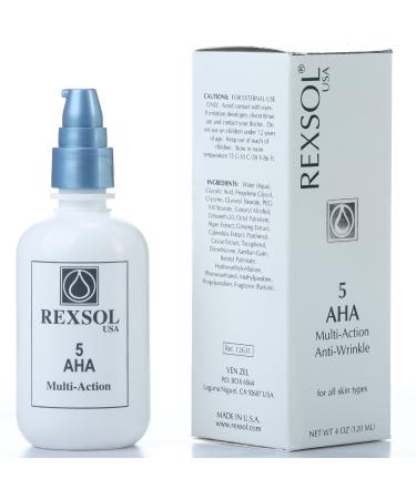 REXSOL 5 AHA Multi-Action Anti-Wrinkle Cream | Anti-Aging with Vitamin E Algae Ginseng Calendula & Caviar Extract | Diminish Fine Lines & Wrinkles | 120 ml - Buy Online on GoSupps.com