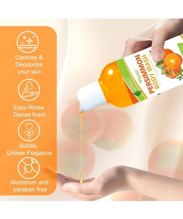 wigarjur Persimmon Body Wash for Strong Body Odor Nonenal Eliminator Purifying & Deodorizing with Natural Persimmon & Green Tea Extracts - Buy Online on GoSupps.com