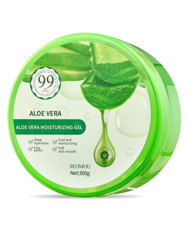 NAILKISS Aloe Vera Gel Organic Moisturizing Cream Soothing and Hydrating for Face Skin Hair & Sunburn Relief 100% Pure Aloe Gel for All Skin Types-300ml (10.1fl.oz)