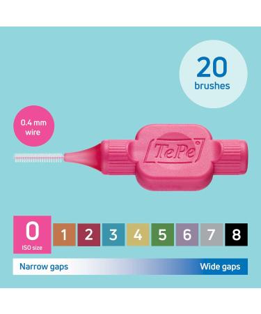 TePe Interdental Brush Original Pink 0.4mm/ISO 0 20pcs - Plaque Removal & Efficient Cleaning - Tooth Floss for Narrow Gaps - 20 Count - Buy Online on GoSupps.com