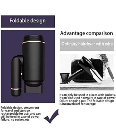 Foldable Cordless Hair Dryer Built-in 5000mAh Battery Rechargeable Blow Dryer Portable Travel Hair Dryers for Women/Kids Outdoor Camping Beaches Pleasant63 - Buy Online on GoSupps.com