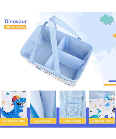 Dinosaur Diaper Caddy - Collapsible Nursery Organizer for Boys | Large Blue Storage Basket for Baby Shower Gifts | Essential Newborn Must-Have - Buy Online on GoSupps.com