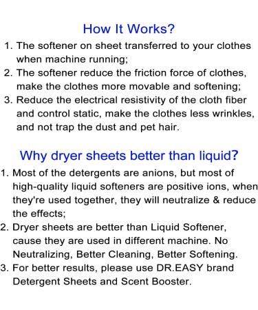 Dr.Easy Free & Clear Dryer Sheets - 160 Ct, Plant Based, Hypoallergenic, Unscented & Dye-Free - Buy Online on GoSupps.com