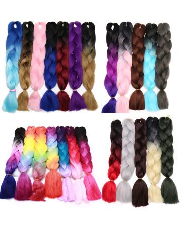 Buy 5 Packs Kanekalon Braids Extensions - Colorful Crochet Hair - 24 Synthetic Hair | Black to Light Blonde | 500g - Buy Online on GoSupps.com