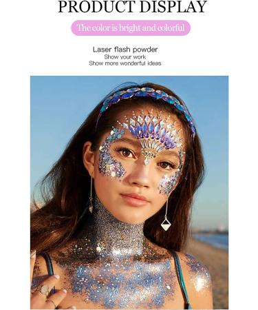 AKARY White Mermaid Scale Glitter Gel - Long-Lasting Holographic Chunky Glitter for Body, Hair, Face, Nails, Eyes - Fairy Costume Makeup for Women - Buy Online on GoSupps.com