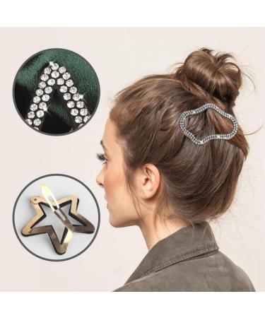 5/10pcs Rhinestone Bling Snap Hair Clip Barrettes Star Barrettes Bling Snap Hair Clips (5pcs-03) - Buy Online on GoSupps.com