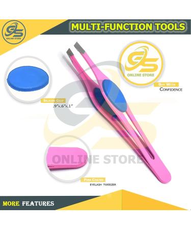 Surgi-Grade Stainless Steel Slant Pink Tweezers for Eyebrows - Precision Tool for Ingrown Hair Removal | G.S Online Store - Buy Online on GoSupps.com