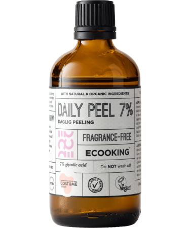Ecooking Daily Peel with 7% Glycolic Acid 100ml | Face Exfoliating Fluid & Dead Skin Remover | Hyaluronic Acid Organic Cucumber Water & Turmeria Zen | Minimise Pores & Even Skin Tone for Natural Glow