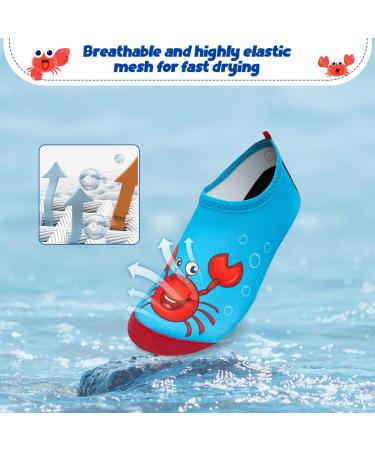 Kids Beach Swim Shoes - Non-Slip Quick Dry Aqua Socks for Boys and Girls - Red Crab Design - Size 12/12.5 UK Child - Buy Online on GoSupps.com