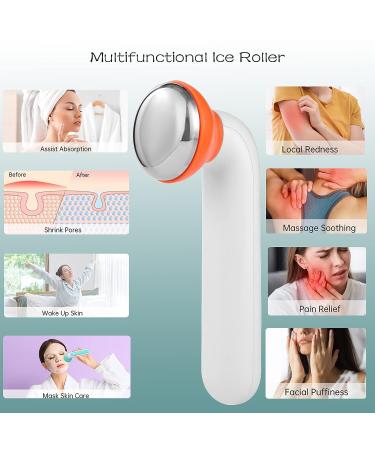 Ice Roller for Face & Eye with Replaceable Head - Reduces Puffiness, Pain Relief, Migraine - Orange - Buy Online on GoSupps.com