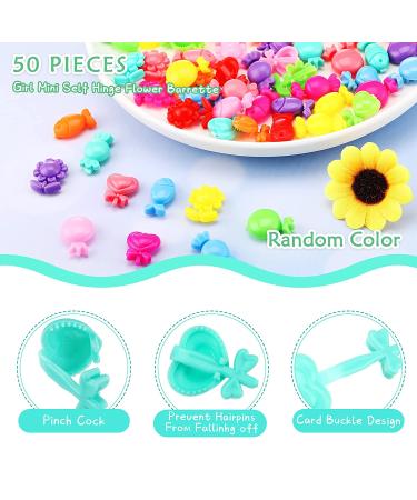 50-Piece Plastic Self Hinge Barrettes for Girls - Colorful 80s 90s Cute Clip Multi Design Hair Pins - Novel Candy Heart Star Shape Accessory - Buy Online on GoSupps.com