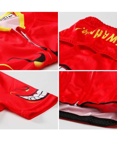 Children's Cycling Jersey Set for Boys & Girls | YFPICO Short Sleeve Bike Jersey & Shorts with Seat Pad - Red (Size 104-110) - Buy Online on GoSupps.com