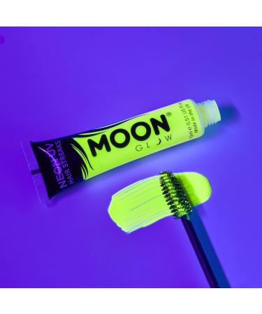Moon Glow Neon UV Hair Colour Streaks in Intense Yellow - Temporary Hair Mascara Dye | Glows under UV Light - Buy Online on GoSupps.com