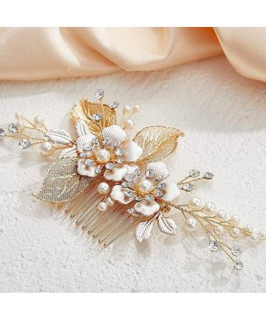 ISLHJDD Gold Wedding Hair Comb Wedding Hair Clip Pearl Hair Comb Wedding Hair Accessory Decorative Wedding Hair Comb Hair Accessories for Brides Girls - Buy Online on GoSupps.com