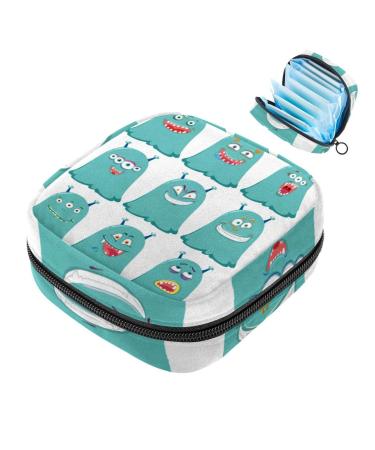 Blue cute aliens women's binding-up bag large menstrual cup pocket with zipper periodic inserts bags panty lores tampons for girls and women multi-colored 08