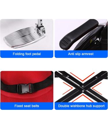 Manual Wheelchair Aluminum Alloy Portable Self-propelled Wheelchair Lightweight Transport Wheelchair with Handbrake (Blue) - Buy Online on GoSupps.com