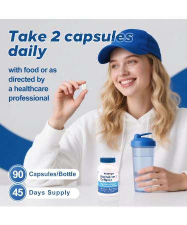 5 in 1 Magnesium Complex, 976mg Complex with Magnesium Glycinate, Citrate, Malate & L-Threonate, Vitamin B6 for High Absorption, Third Party Tested, Gluten-Free, Easy-Swallow Vegan Capsule 5 IN 1 Magnesium Complex 90 Count  - Buy Online on GoSupps.com