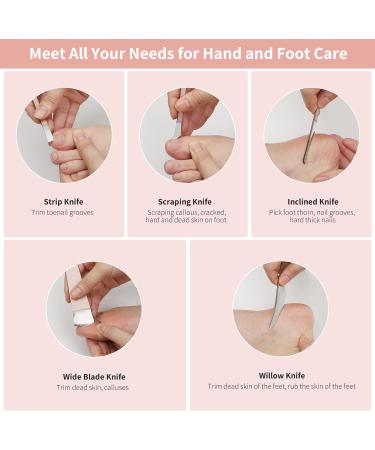 PARTURI 5-Pack Rose Gold Pedicure Knife Kit - Professional Foot Dead Callus Remover and Ingrown Toenail Tool Set for Skin Care and Manicure - Stainless Steel Nail File, Clippers, Cuticle Scraper, Toe Shaver - Buy Online on GoSupps.com