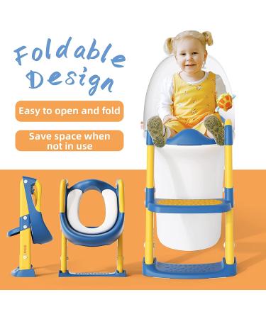 YMINA Potty Training Seat with Step Stool Ladder for Boys Girls - Blue, Foldable, Adjustable, Anti-Slip Pad - Kids Toilet Seat with Handles & Splash Guard - Buy Online on GoSupps.com