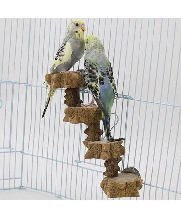 Luonfels Bird Platform Perch Playground for Budgie Parakeet Cage - Natural Wood Play Stand for Large Birds - Birdcage Ladder Climbing Toy - Buy Online on GoSupps.com